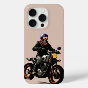 🏍️ Skull Helmet Motorcyclist Riding iPhone 15 Pro Case