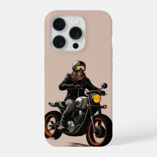 🏍️ Skull Helmet Motorcyclist Riding iPhone 15 Pro Case