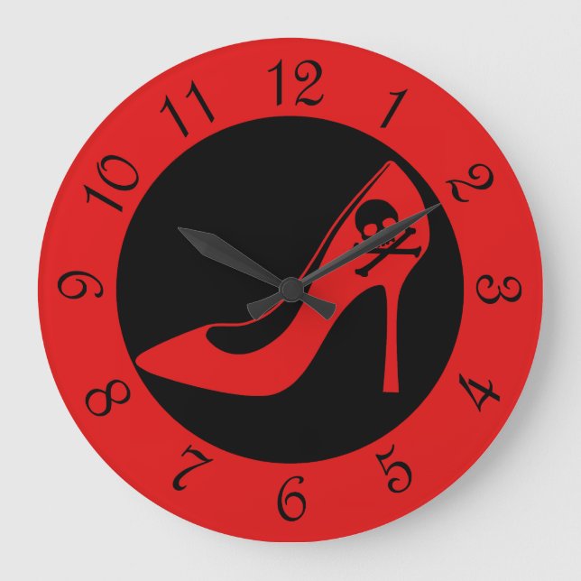 Skull High Heel SHoe Large Clock (Front)