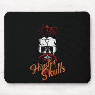 Skull Hipster Skull Logo Bearded Beard Moustache M Mouse Mat
