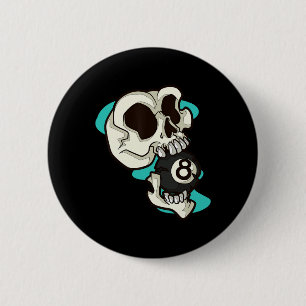 Skull Holding 8 Ll Edgy Pool Skeleton Art  6 Cm Round Badge