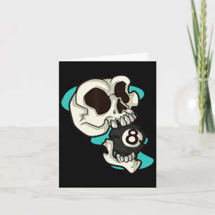 Skull Holding 8 Ll Edgy Pool Skeleton Art Card