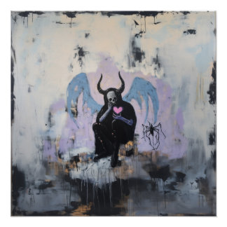 Skull Horns Magical Witchy AI Art Semi-Gloss Poster