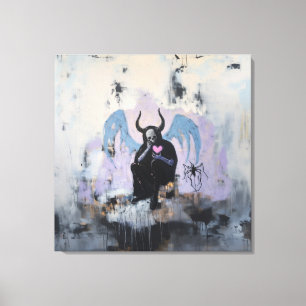 Skull Horns Spider Heart Magical Witchy AI Art Canvas Print