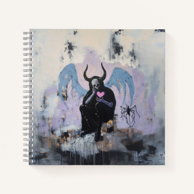 Skull Horns Spider Heart Magical Witchy AI Art Notebook (Front)