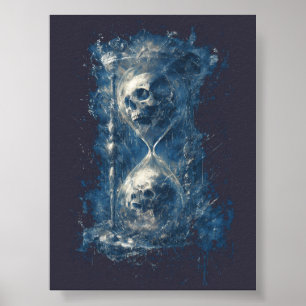 Skull Hourglass Gothic Dark Art Poster