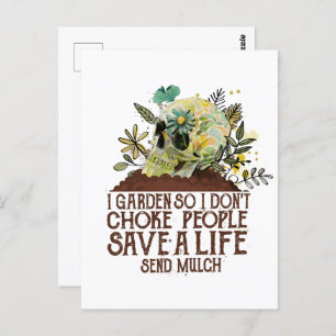 Skull I Garden So I Don't Choke People Save A Life Postcard
