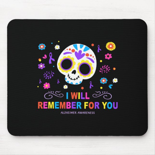 Skull I Will Remember For You Alzheimerheimer Awar Mouse Mat (Front)