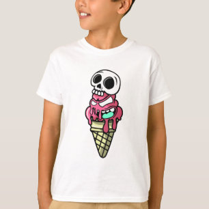 Skull Ice Cream Cone Cartoon Tee