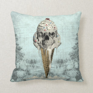 Skull ice cream cone illustration cushion
