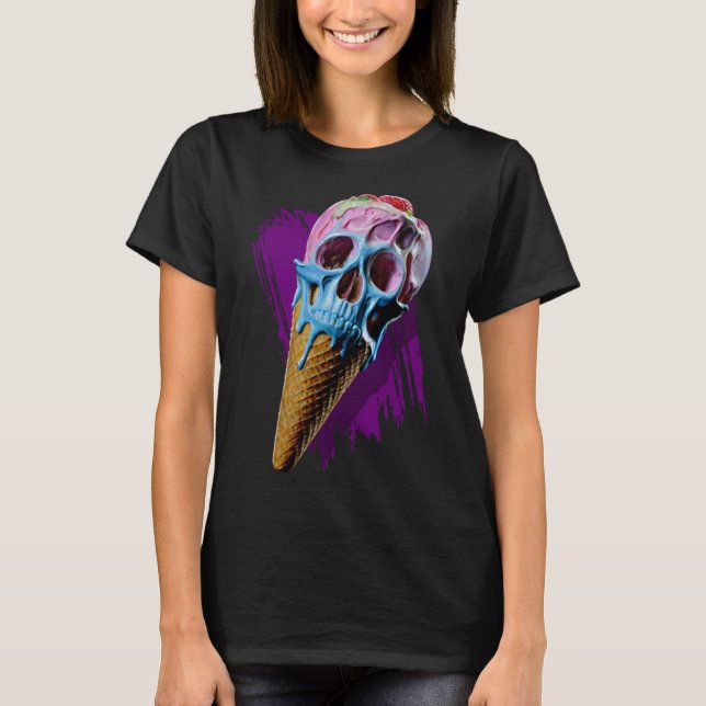 Skull Ice Cream Cone T-Shirt (Front)