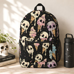 Skull Ice Cream Spooky Summer Goth Printed Backpack