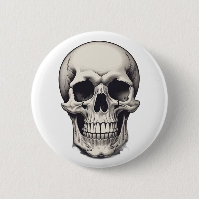 Skull Illustration 6 Cm Round Badge (Front)