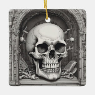 Skull Illustration Ceramic Ornament