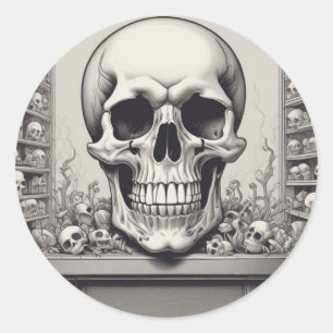 Skull Illustration Classic Round Sticker