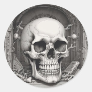 Skull Illustration Classic Round Sticker