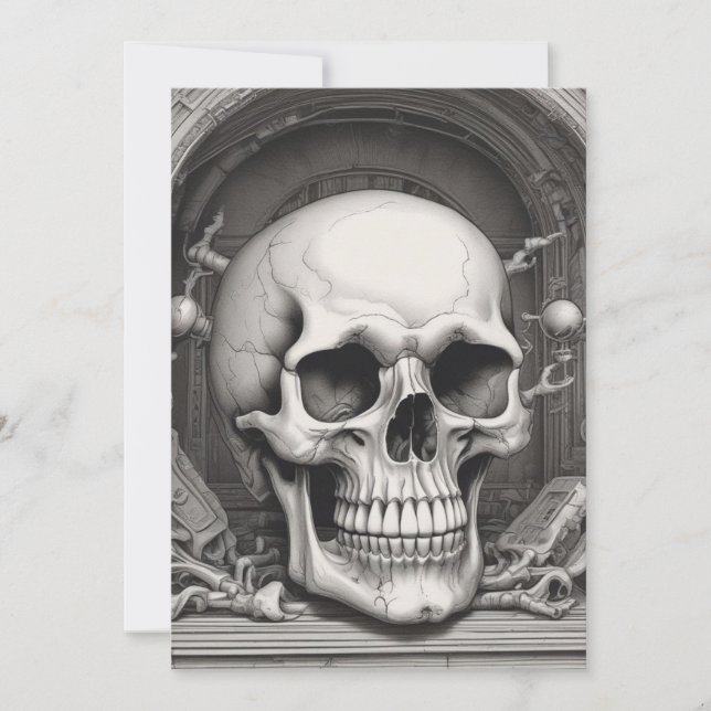 Skull Illustration Holiday Card (Front)