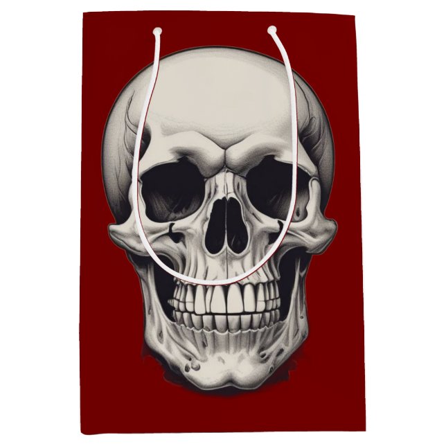 Skull Illustration Medium Gift Bag (Front)