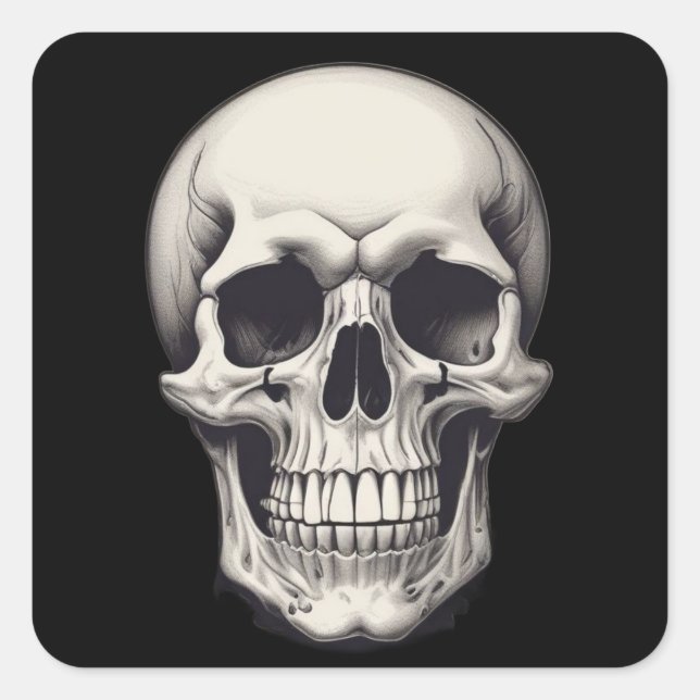 Skull Illustration Square Sticker (Front)