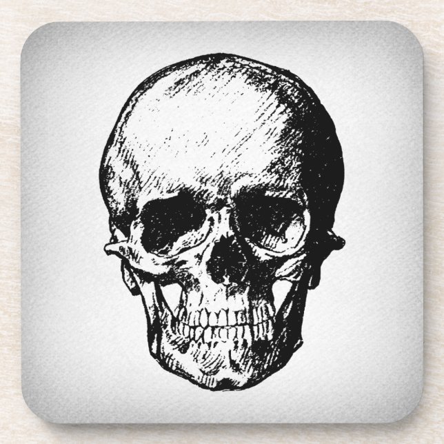 Skull Illustration Vintage Art Coaster (Front)