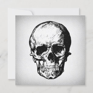 Skull Illustration Vintage Art Invitation