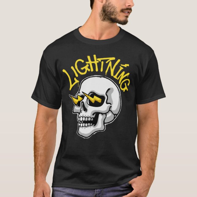 Skull Illustration with Lightning streetwear T-Shirt (Front)