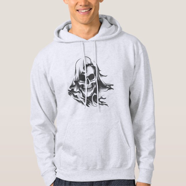 Skull in a Hood Tattoo Hoodie (Front)