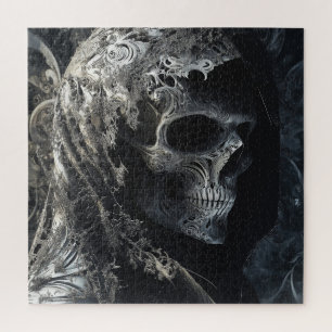 Skull in a Tattered Lace Veil Jigsaw Puzzle