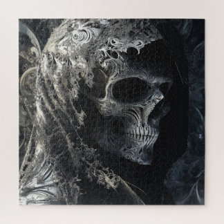 Skull in a Tattered Lace Veil Jigsaw Puzzle