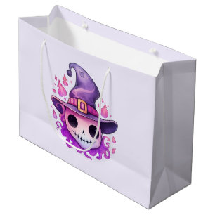 Skull in a Witch's Hat Whimsical Large Gift Bag