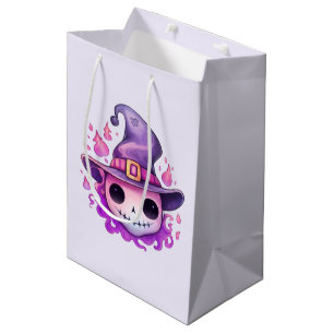 Skull in a Witch's Hat Whimsical Medium Gift Bag