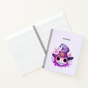 Skull in a Witch's Hat Whimsical Notebook