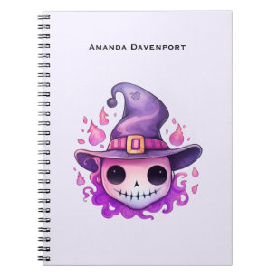 Skull in a Witch's Hat Whimsical Notebook