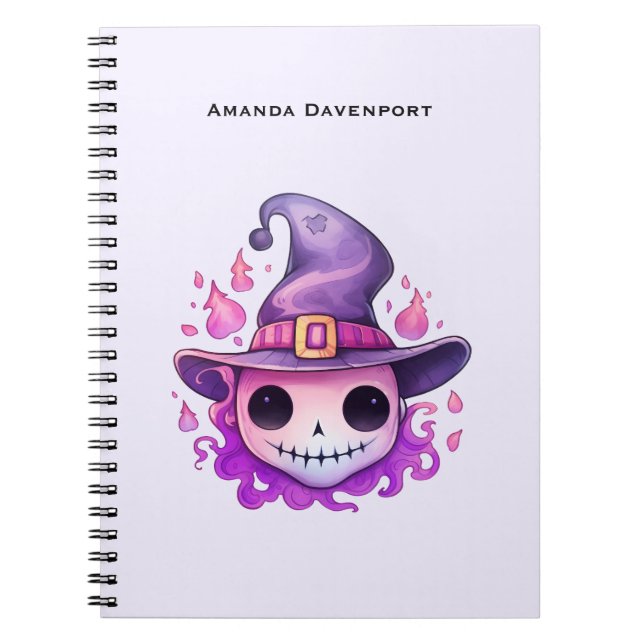 Skull in a Witch's Hat Whimsical Notebook (Front)
