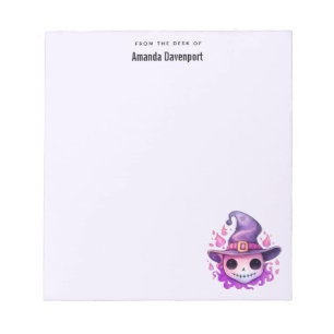 Skull in a Witch's Hat Whimsical Notepad