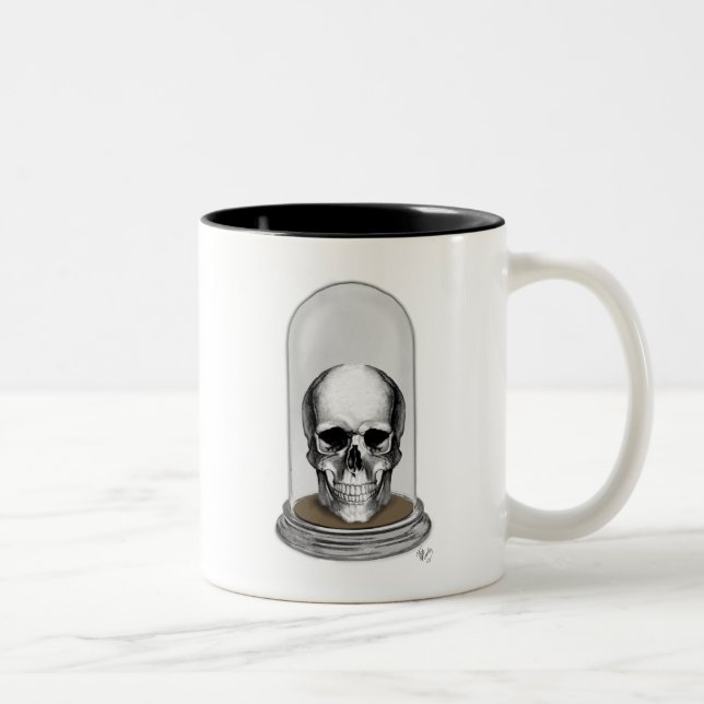 Skull In Bell Jar 2 Two-Tone Coffee Mug (Right)