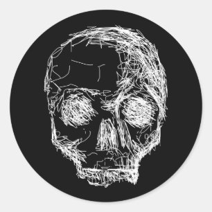 Skull in Black and White. Classic Round Sticker