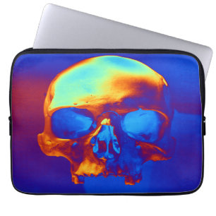Skull in Blue and Gold Laptop Sleeve