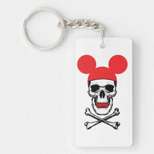 Skull in Cartoon Mouse-Ear Hat with X-Bone Key Ring (Front)