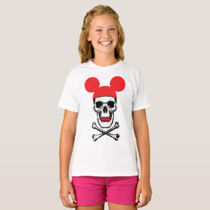 Skull in Cartoon Mouse-Ear Hat with X-Bone T-Shirt
