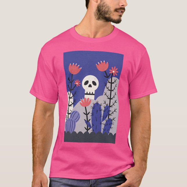 Skull In Flower Cacti Active T-Shirt (Front)