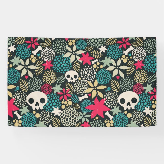 Skull in flowers banner (Horizontal)