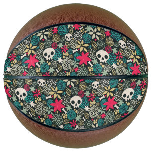 Skull in flowers basketball