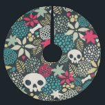 Skull in flowers brushed polyester tree skirt<br><div class="desc">-</div>