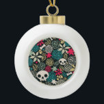 Skull in flowers ceramic ball christmas ornament<br><div class="desc">-</div>