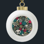 Skull in flowers ceramic ball christmas ornament<br><div class="desc">-</div>