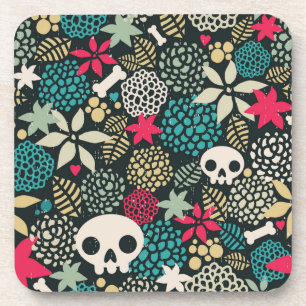 Skull in flowers coaster