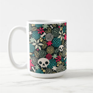 Skull in flowers coffee mug