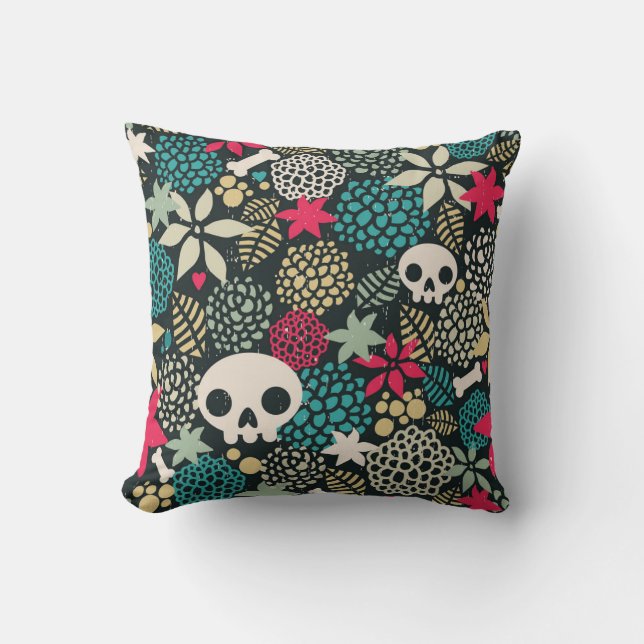 Skull in flowers cushion (Front)