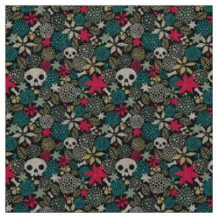 Skull in flowers fabric